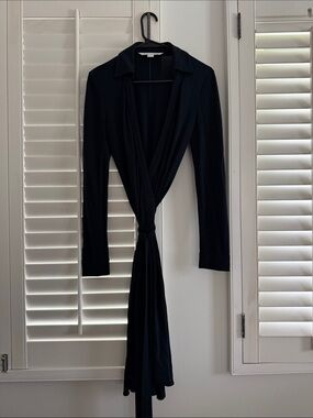 dvf amelia halter dress Diane von Furstenberg Amelia Halter Black/White Star Print Wrap Dress